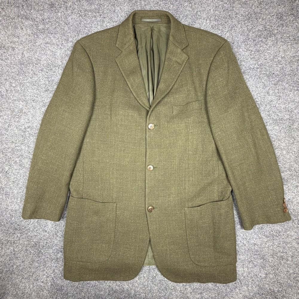 Hugo Boss‎ Menas 42L Olive Green Virgin Wool Sport Coat Blazer 2 Button